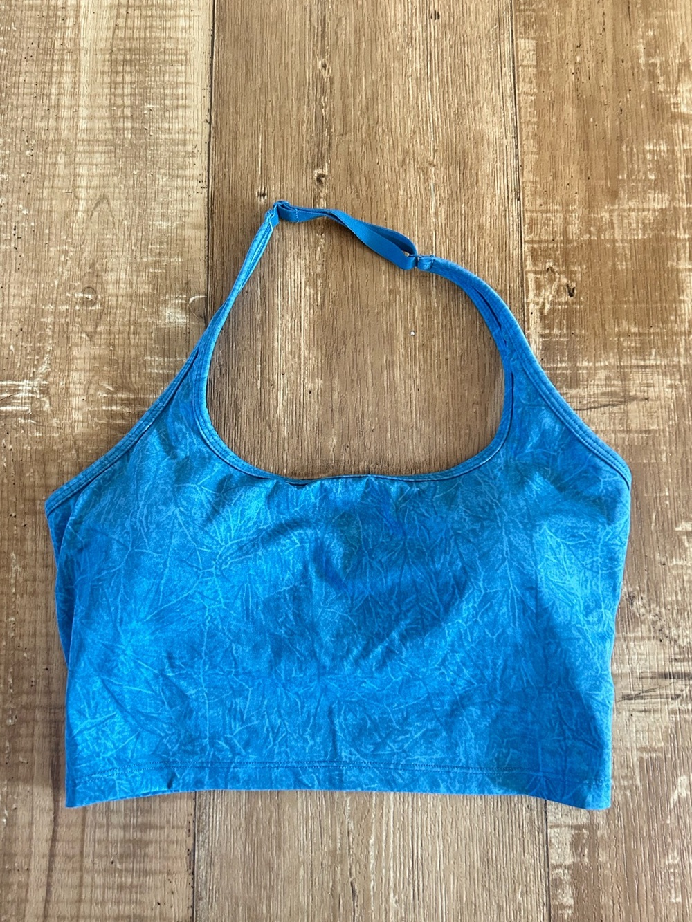 Gapfit Women’s Blue Printed Halter Built in Bra Workout Tank Top - Small